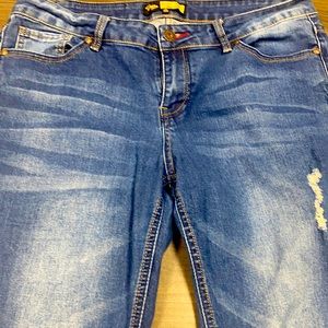 Sz 14 distressed cuffed jeans GUC